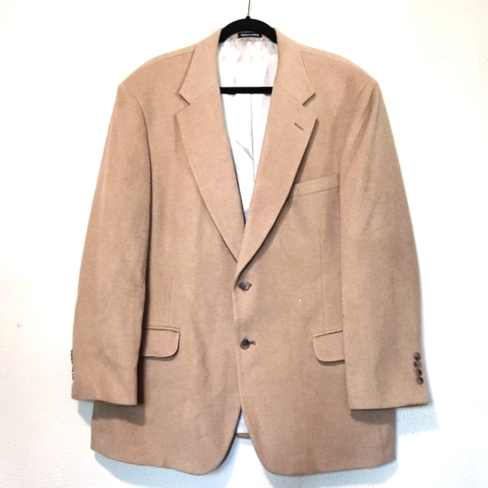 Vintage 70's Macy's Club Room 100% Camel Hair Tan Blazer Sport Coat Size 46R